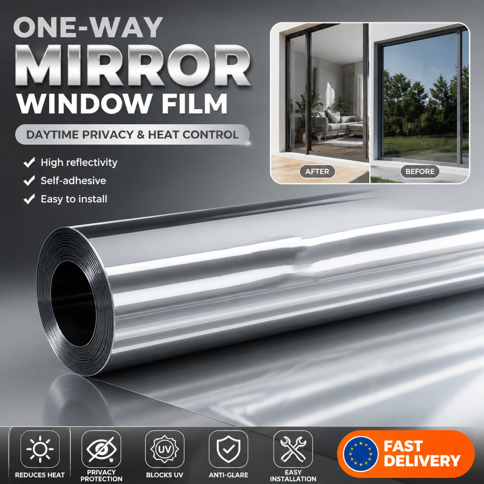 Multiple Sizes Black Car Window Tint Self Adhesive Privacy UV Protector Anti UV Heat Control Sun Block for Auto Home Glass