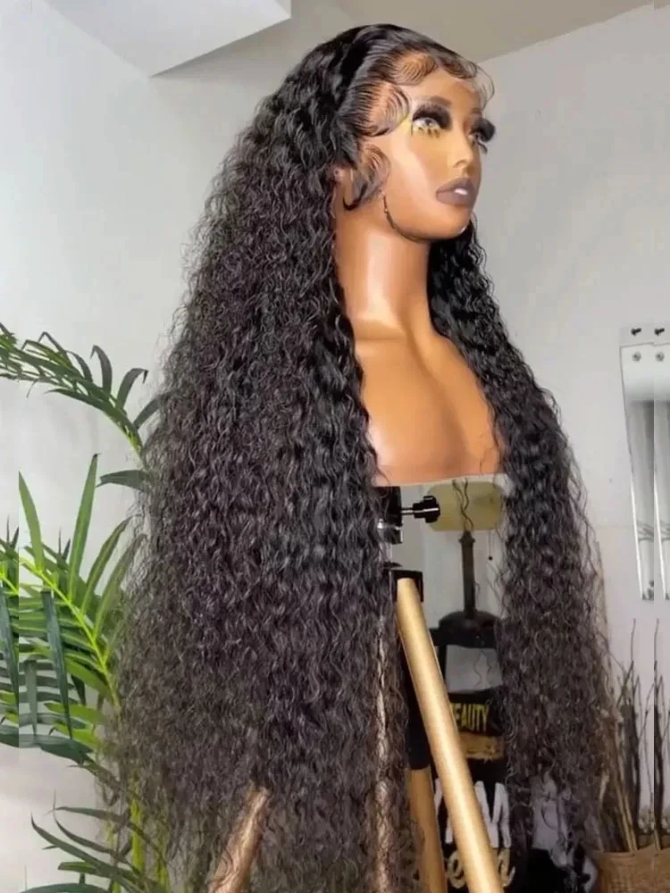 Kinky Curky 200% Lace Front Wig Deep Wave Human Hair Wigs Pre Plucked For Women 30 32 Inch Curl 13x4 13x6 Lace Frontal Wig