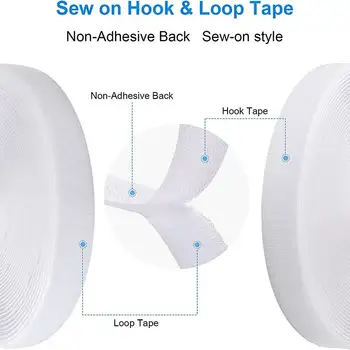 10metrový nelepicí magický nylonový popruh, šicí suchý zip, nelepicí upevňovací pásky bez lepidla, příslušenství pro kutily 20/25/30/50 mm, bílá 8 nejlepší prodej suché zipy - №3