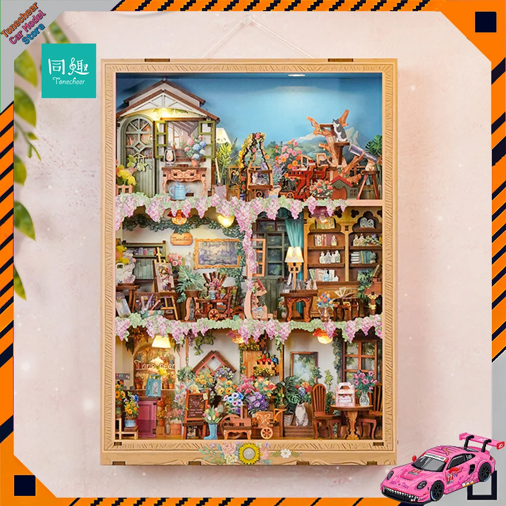 

Tonecheer Blossom Time Story Frame Building Blocks DIY Diorama Model Kit 3D Wooden Puzzle Dollhouse Decoration Surprise Gift
