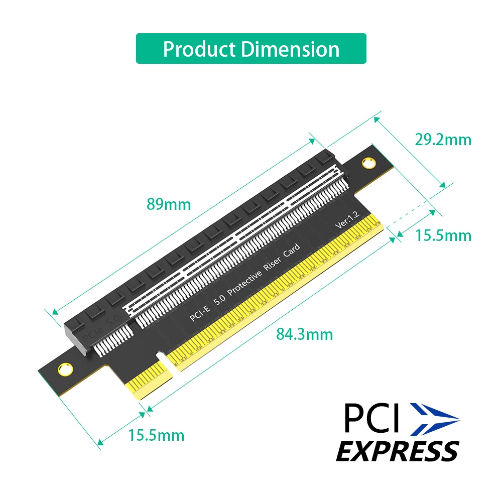 PCI-E Express 5.0 16X Stecker auf Buchse Extender PCIe5.0 Schutz-Riser-Kartenadapter