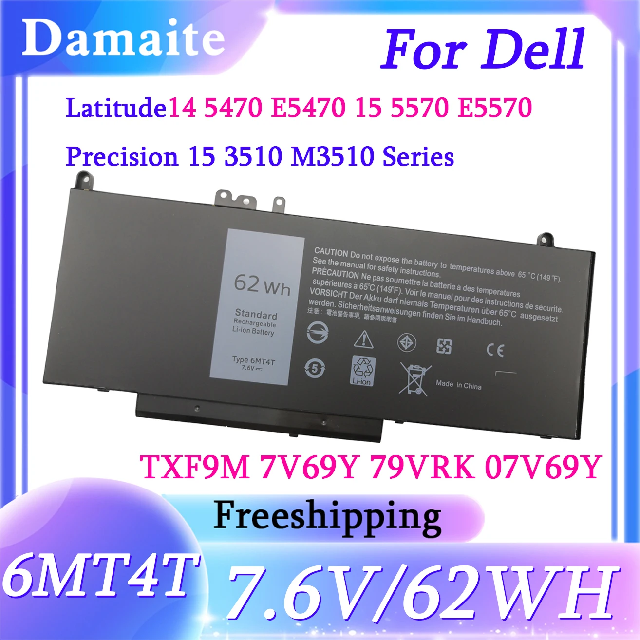 6MT4T 62WH Laptop Battery For DELL Latitude 14 5470 E5470 15 5570 E5570 15 3510 M3510 TXF9M 0TXF9M 79VRK 07V69Y 7V69Y