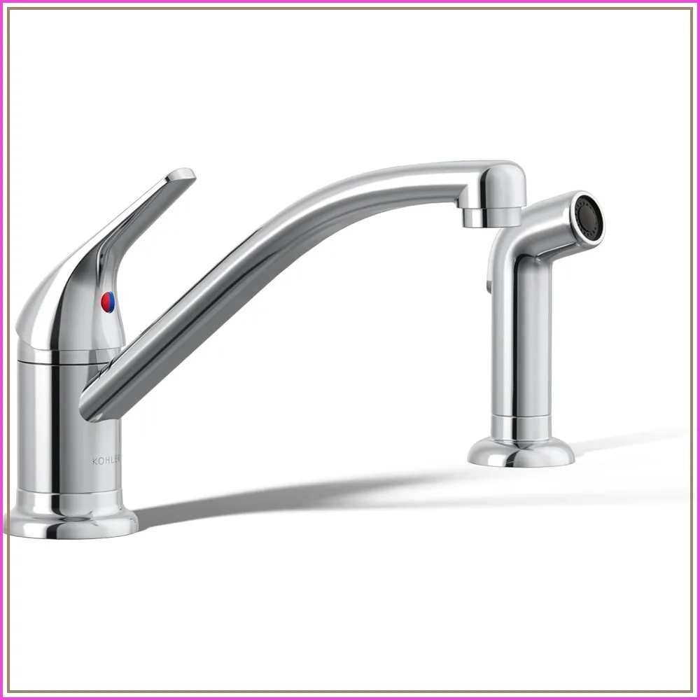 JOLT Swing Kitchen Faucet with Side Spray, 2-Handle Deck Mount, Chrome
