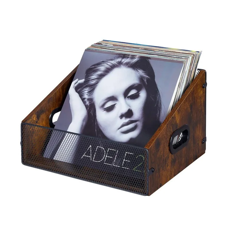 

Vinyl record storage rack Solid wood wrought iron record storage display rack Record storage frame