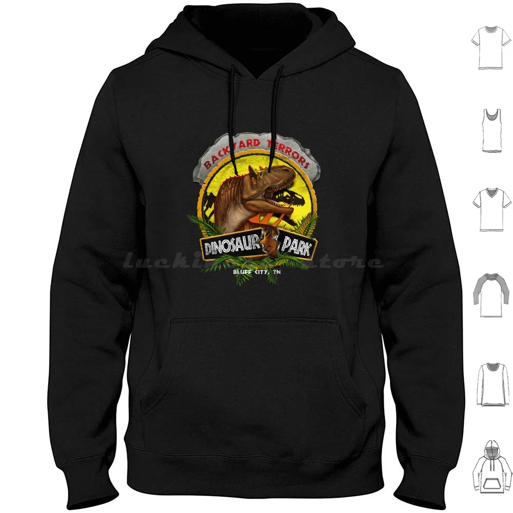 Backyard Terrors Big Al Breakthrough Logo Sudadera con capucha de algodón de manga larga Backyard Terrors Dinosaur Allosaurus