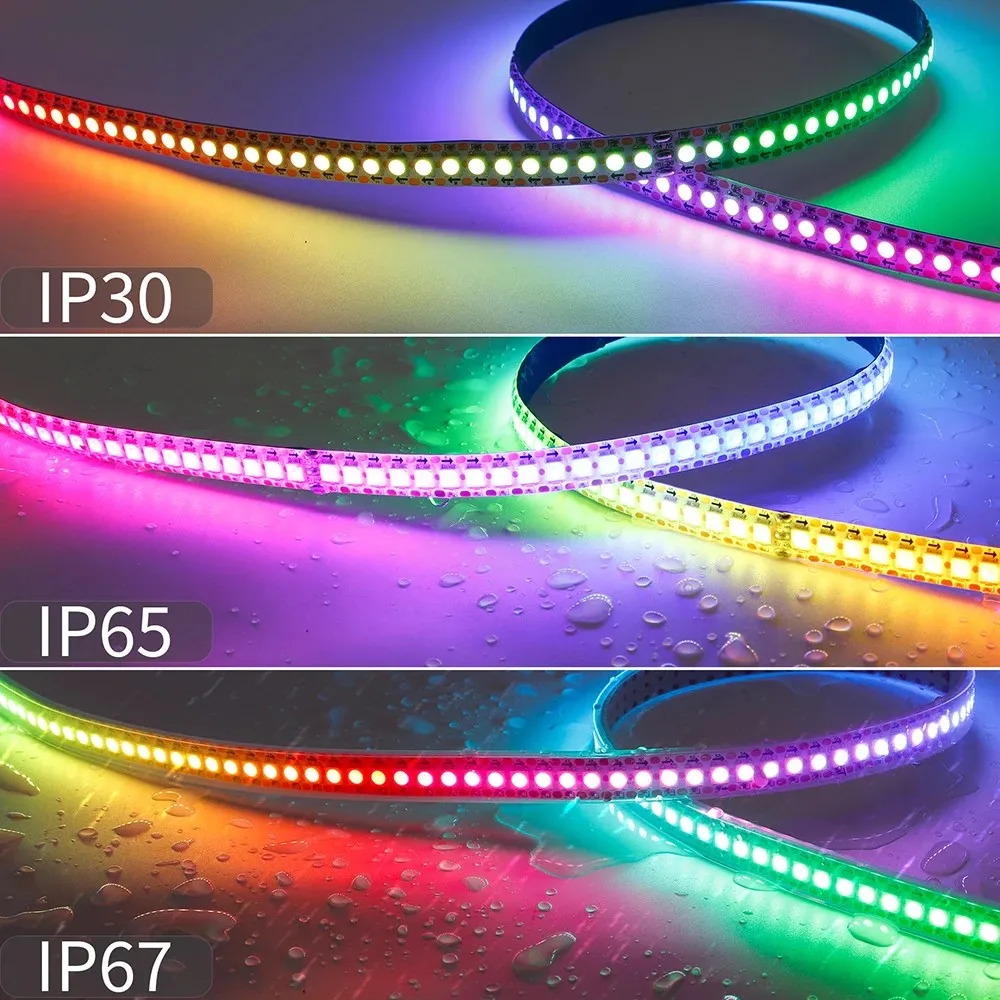 WS2812B WS2813 WS2815 SMD 5050 RGBIC LED Strip Light 144Pixels Individually Addressable Smart LED Tape Lighting IP30/IP65/IP67