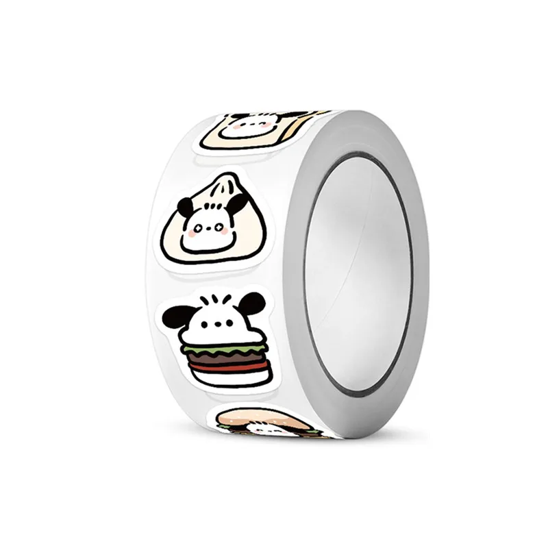 Autocollants mignons de dessin animé Sanurgente Pochacco, décalcomanies pour ordinateur portable, scrapbooking, jouets Kawaii, cadeaux, 1 rouleau