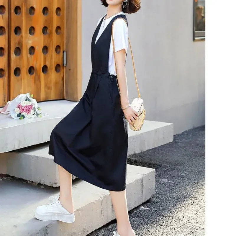 Retro Women's Dresses Party Dresses Office Ladies Robe Korean Fashion Strappy Dress Oversized Women Clothing New