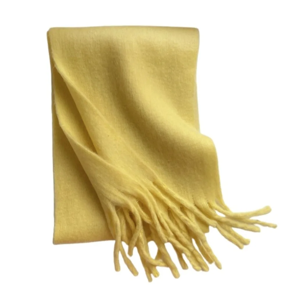 

Korean Style Long Wool Tassel Scarf Windproof Thicken Warm Neck Scarf Warm Macaron Solid Color Winter Cashmere Shawl Winter