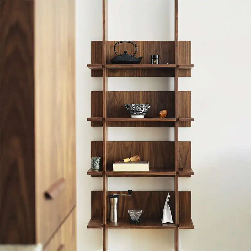 

Solid wood bookshelf floor rack, oak bedroom, living room wall storage rack, wall storage rack