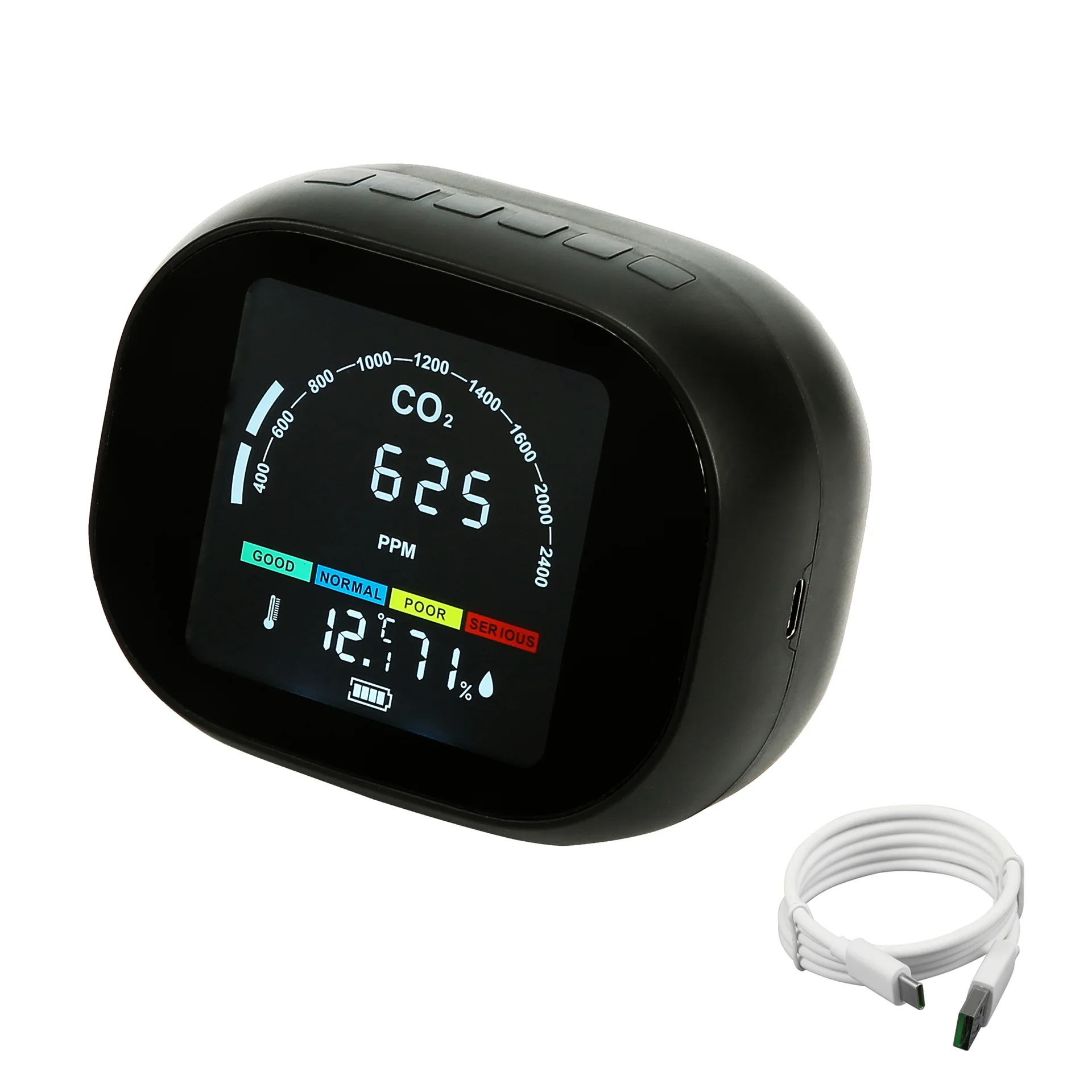 Cross-Border 4-in-1 Gas Detector - CO2 Infrared Detector with Thermometer and Hygrometer for Gas & Env Monitoring