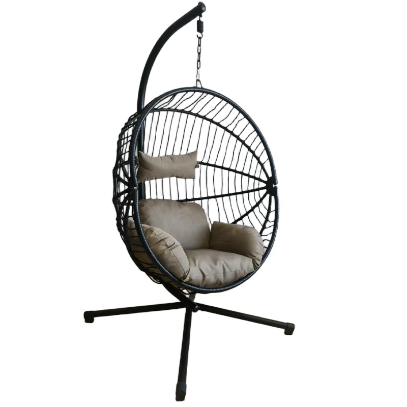 

Modern European Style Egg Swing Chair High Quality Metal Rattan Teen Leisure Outdoor Garden Courtyard Bedroom Balcony Hot Sale