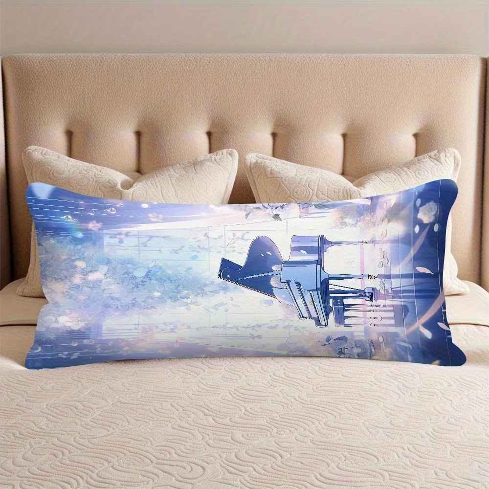 Modern Piano Print Pillowcase 20x54 Inches - Double-Sided Design, Floating Keyboard with Clear Blue Background, Soft Polyester F