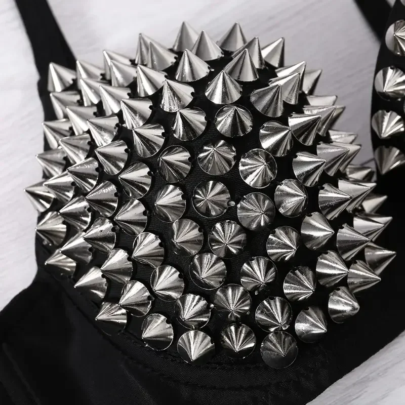 Sexy Women Push Up Bras Gothic Bra Top Rivet Punk Lingerie Black Nightclub Party Hot Fashion Underwear Rave Bralette