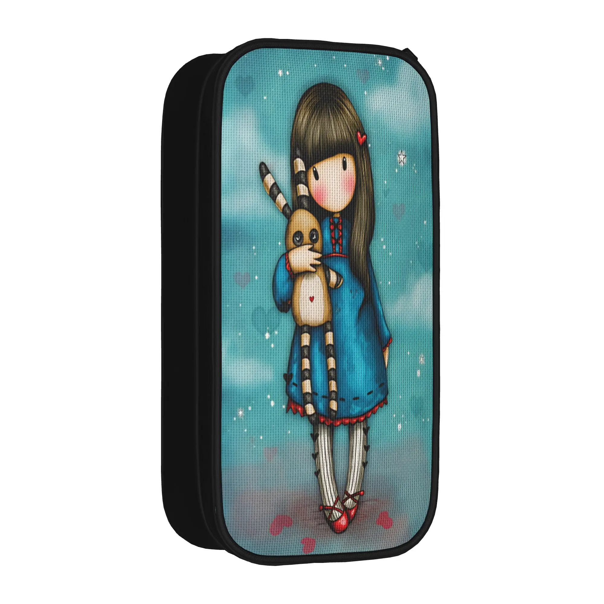 estojo-de-lapis-santoros-gorjuss-com-desenho-de-menina-estojo-de-lapis-para-volta-as-aulas-lona-infantil-escolar-faculdade-material-escolar
