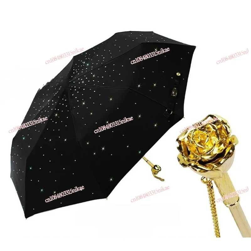 

Rose-Handle Umbrella for Women UV Protection Sun & Rain Umbrella, Anti-UV Parasol