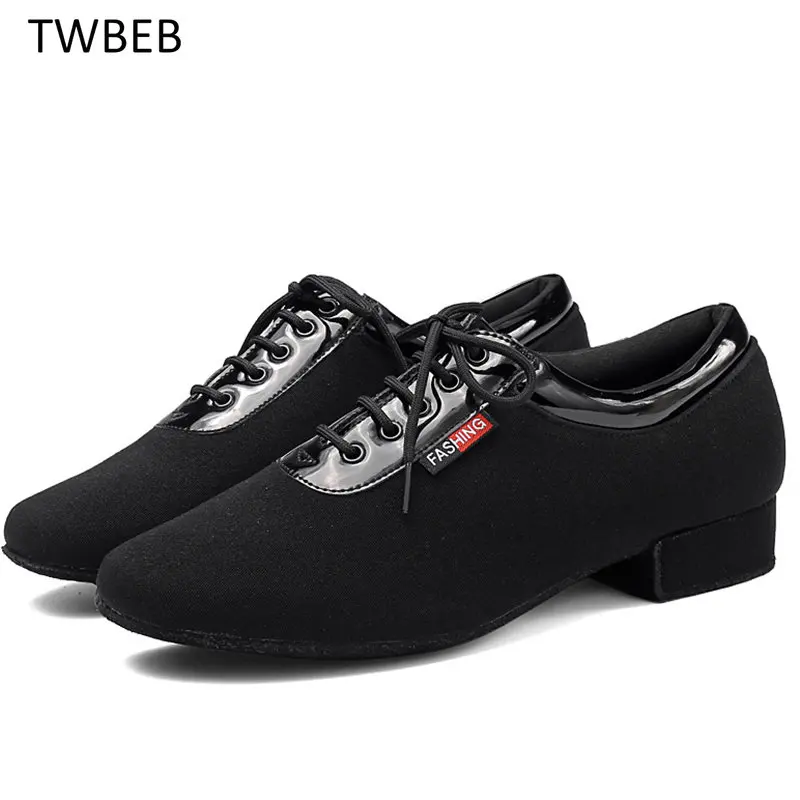 

New Style Men Standard Dance Ballroom Cloth Straight Outsole Practice Competition Modern Dancing Sport Shoes