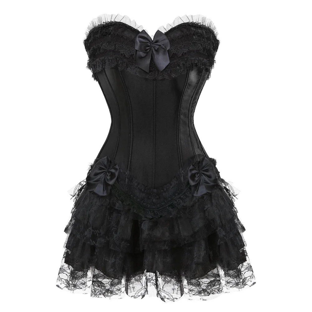 Damenrock aus Spitze, Blumenspitze, Netzstoff, Tüll, Mini-Gothic, mehrlagig, gerüscht, passendes Korsett, Vintage-Burlesque-Kostüme – Detail 6