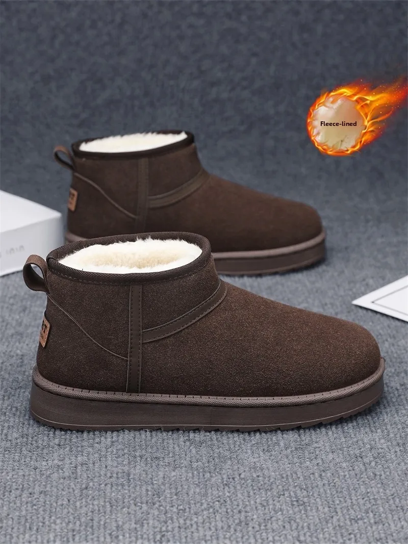

Northeast High-Top Winter Snow Boots Men's Fur Lined Casual Outdoor Warm Cotton Shoes Anti-Slip Thick Bottom Booties