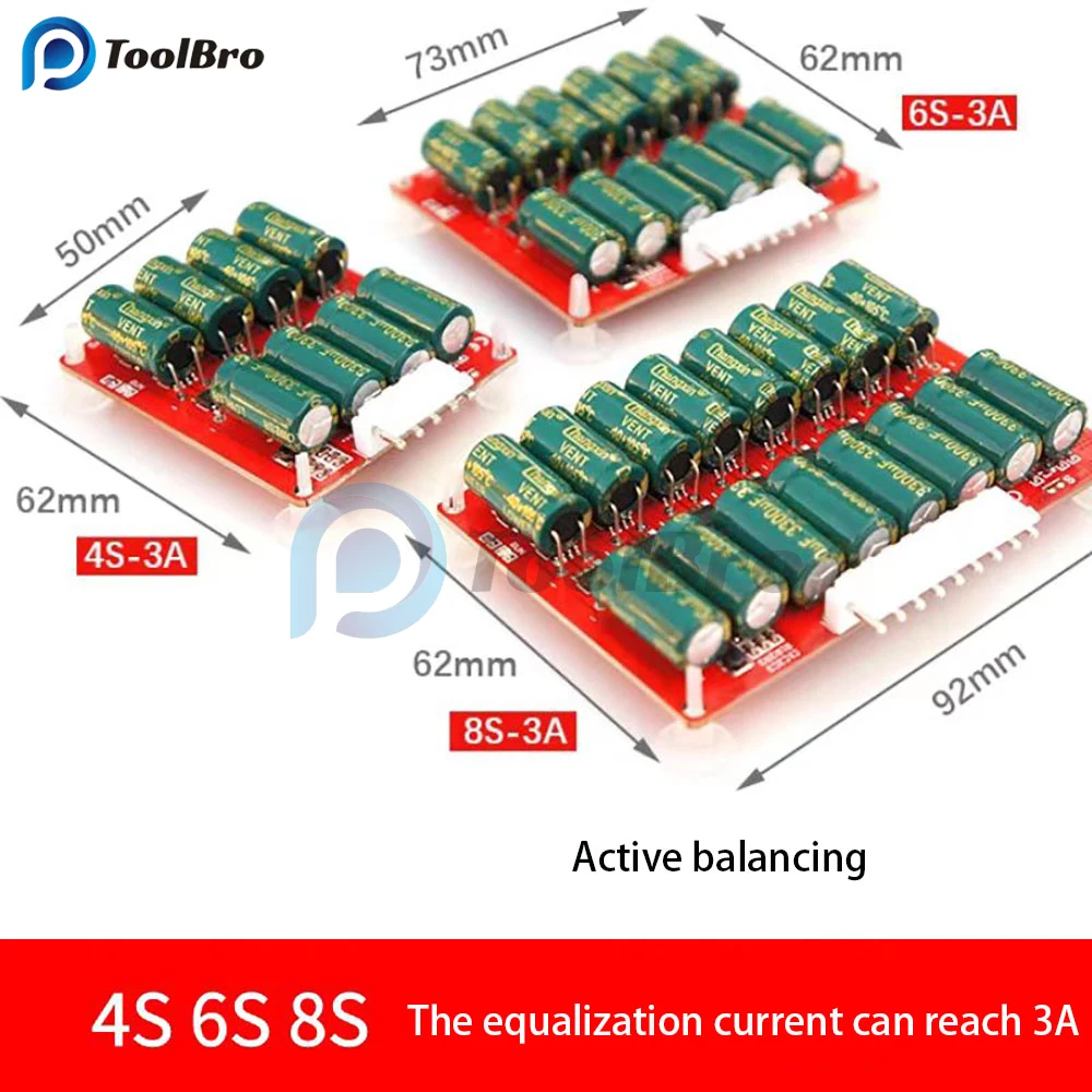 4S 6S 8S 3A Whole Group Balancer Active Lithium Li-Ion Lifepo4 Battery Equalizer Energy Transfer Capacitor BMS Circuit Board