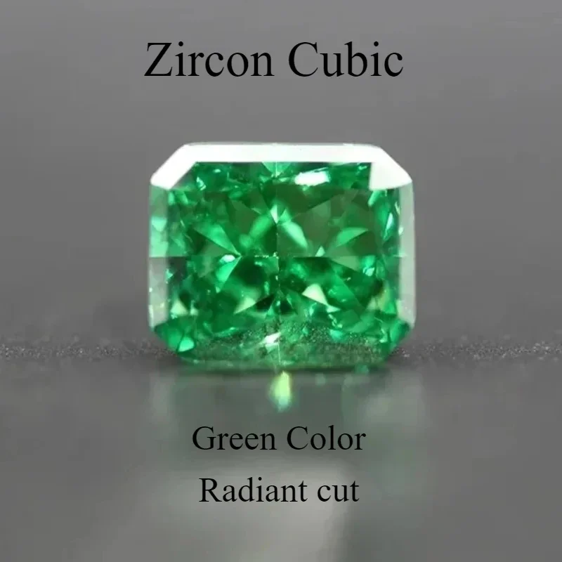 

Zircon Cubic Green Color Rectangle No Corners Shape Crushed Ice Cut High Carbon Diamond Radiant Cut 5A+ Quality