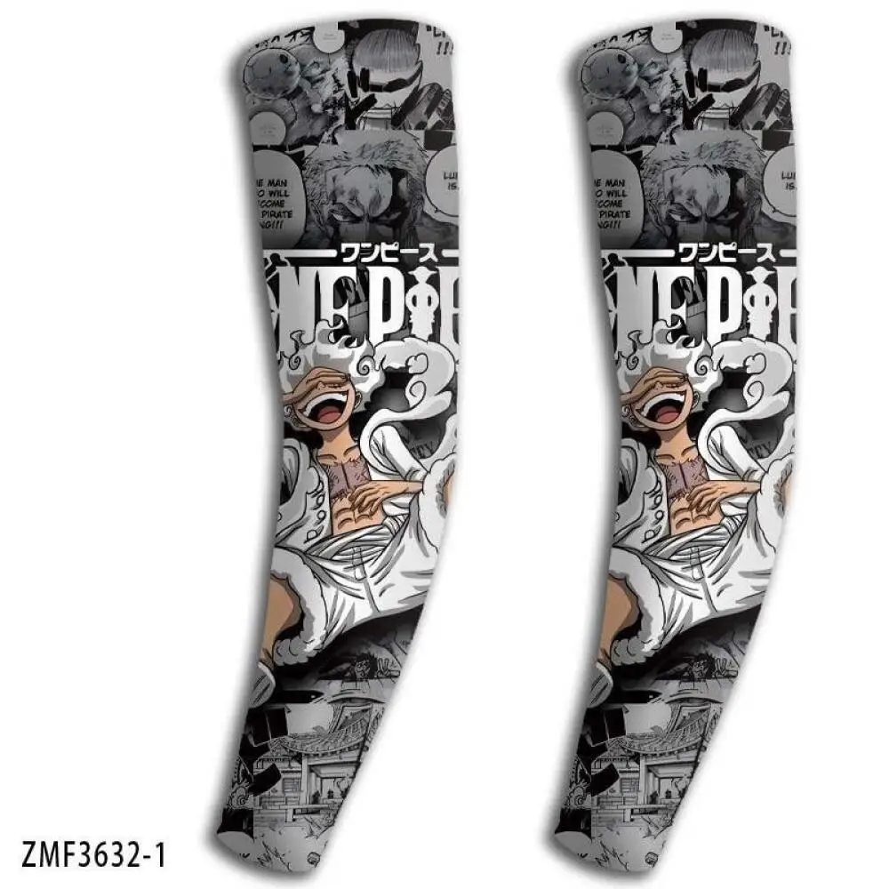 Manchons de bras sportifs en soie glacée One Piece Luffy pour cyclisme, protection solaire UV, activités de plein air, course à pied, gym, fitness, manchons de bras rafraîchissants pour l'été