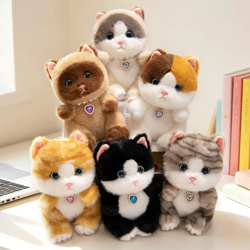 

15CM Kawaii Kitten Plush Toy Soft Stuffed Cartoon Animal Doll Lovely Ragdoll Siamese Cat Bag Decor Kids Xmas Birthday Gift