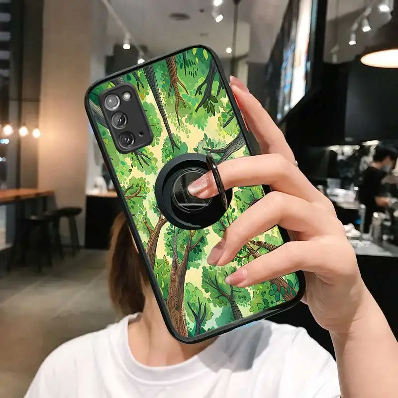 Note20 Forest Canopy Skin-feel Ring Phone Case For Samsung Galaxy Note 20 10 9 8 Ultra Plus M54 M34 M33 F15 M14 M13 5G Cover