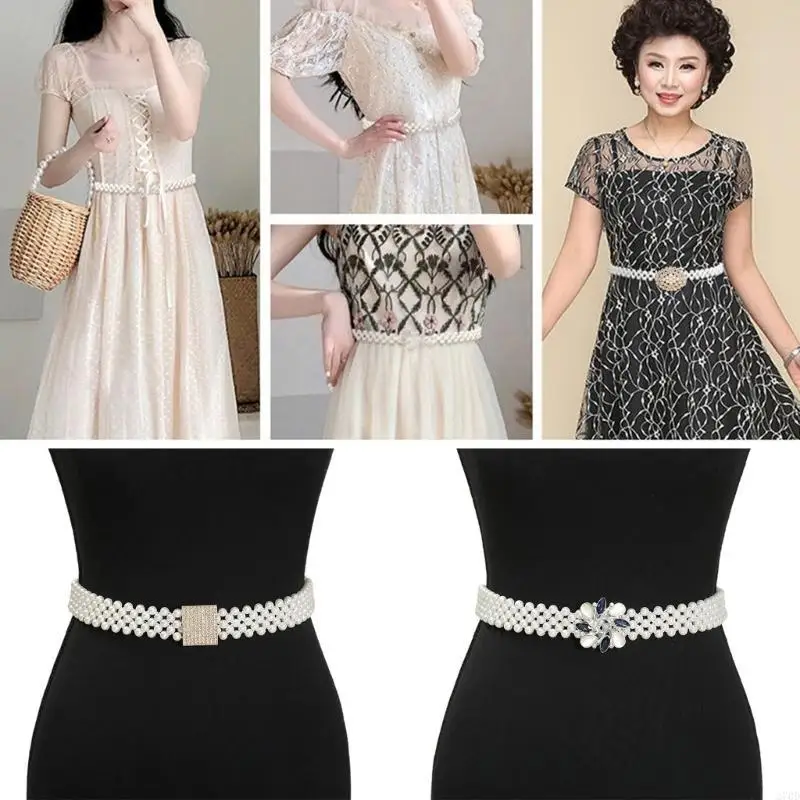 

270D эластичная поясная цепочка, ювелирные изделия с жемчугом и стразами, декор для женского платья