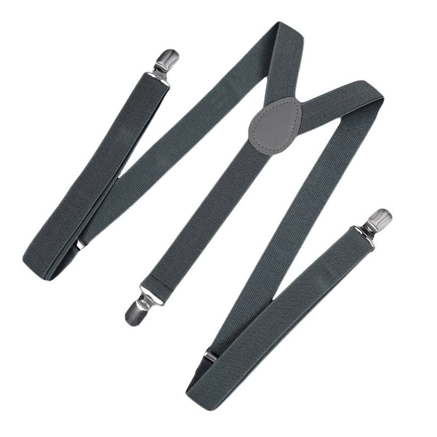 

Unisex Clip on Suspender Elastic Y-Shape Back Formal Adjustable Braces, Dark Gray