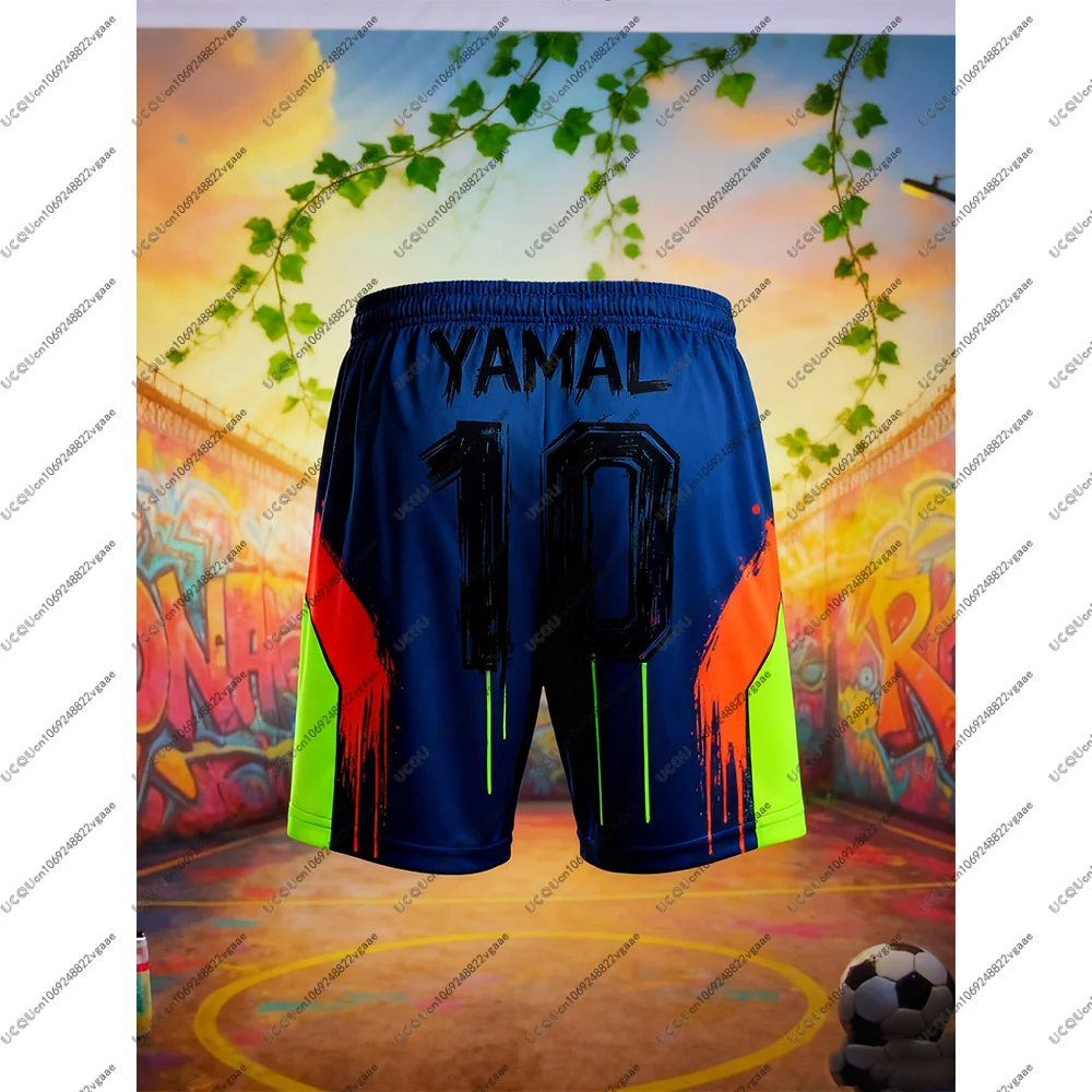 كرة القدم جيرسي المحملة الرجال الصبي كرة القدم عادية رياضي التجفيف السريع السراويل السراويل هدية يامال 10 قطار الذكور اللياقة البدنية الكتابة على الجدران أعلى مروحة الصالة الرياضية #3