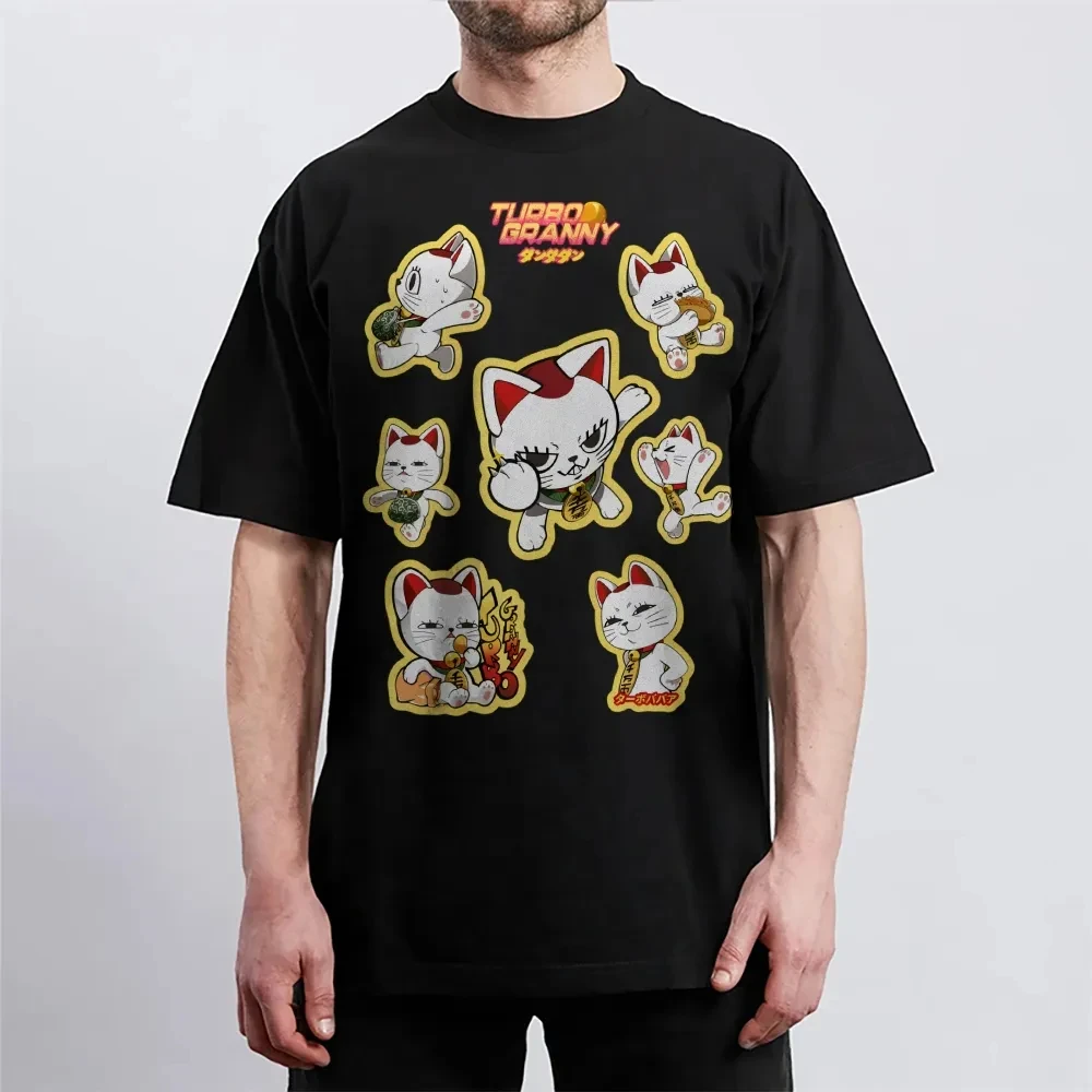 Dandadan T-Shirt Turbo Granny Crazy Cat Characters Japanese Text Print Men Women Oversized Loose Fit Comfort Trend Casual Style