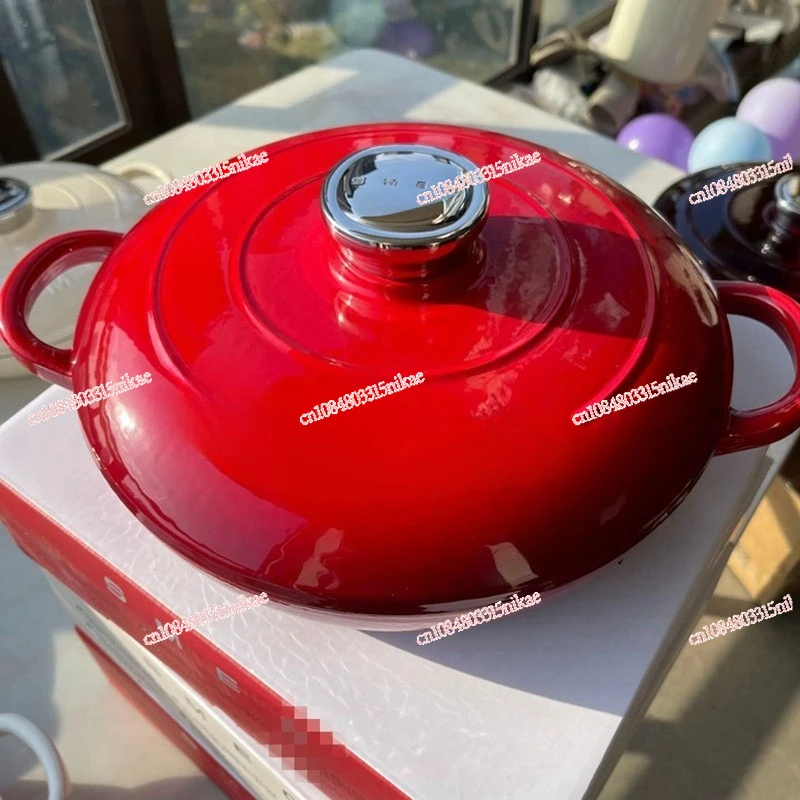 

26cm 2.2L Enameled Cast Iron Pot | Premium Household Pot for Seafood, Stewing & Soup Making