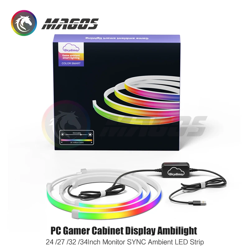 Skydimo Monitor Ambilight Lights PC E-Sport Gamer Ambient RGB Strip, komputer stacjonarny Wyświetlacz AURA LED 5V USB Sterowanie oprogramowaniem