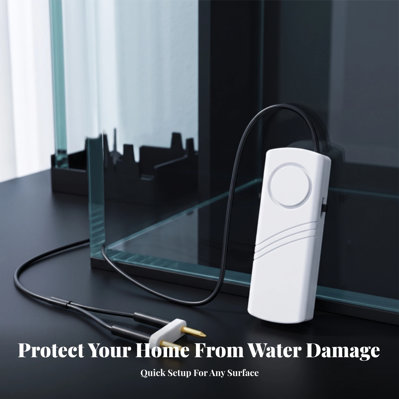 Water Level Alarm with Sensor Sensor Compact Water Leak Alarm Leak Sensor with Cable Flexible Adjustable Volume