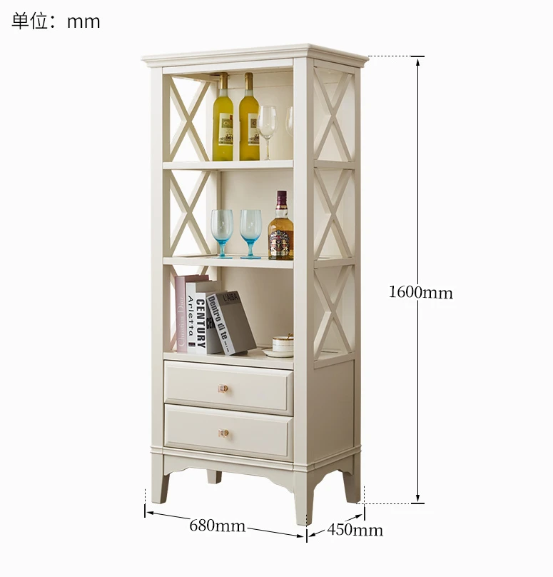 American Cream Style Solid Wood Side Cabinet Household Minimalist Storage Cabinet