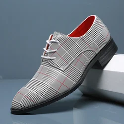 Luxury Men Dress Shoes Leather Shoes Designer Striped Patten Men Formal Shoes Italian Oxfords Pointed Toe Wedding Shoe Barber