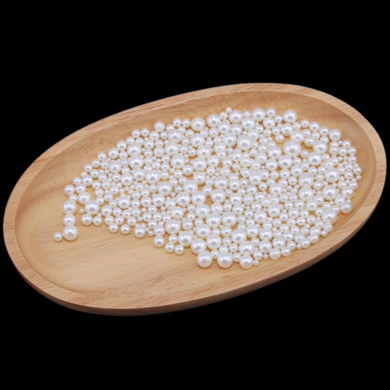 100pcs 3/4/5/6/7/8/9/10mm NO HOLE White DIY Imitation Garment Beads Pearl ABS loose Round Beads Craft For Fashion Jewelry Making