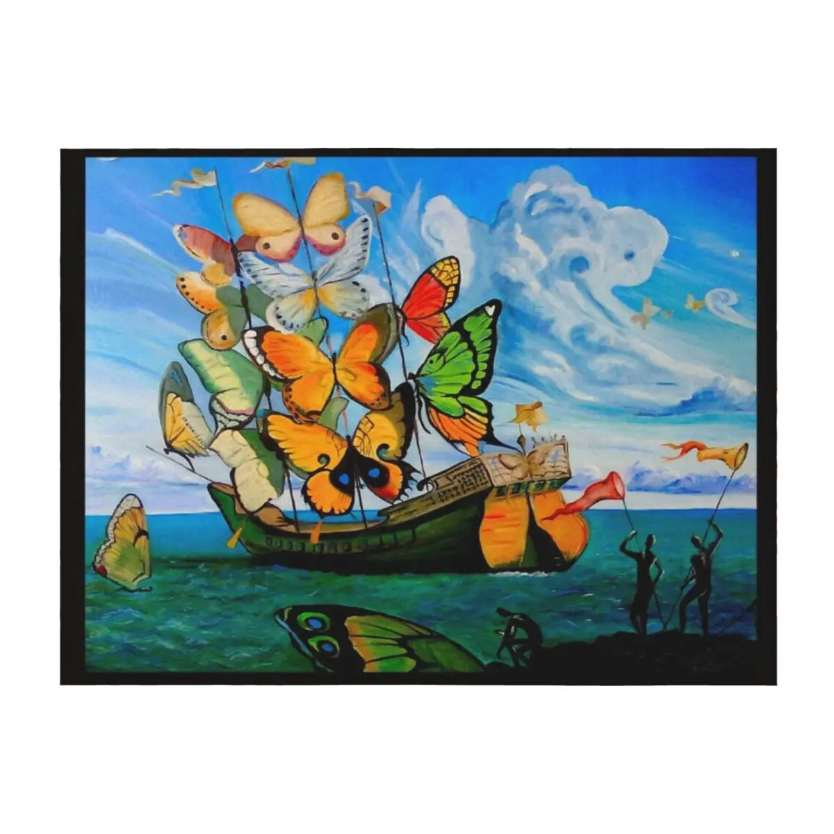

BUTTERFLY SHIP : Vintage Abstract Painting Print Throw Blanket Retros warm for winter bed plaid Summer Beddings Blankets