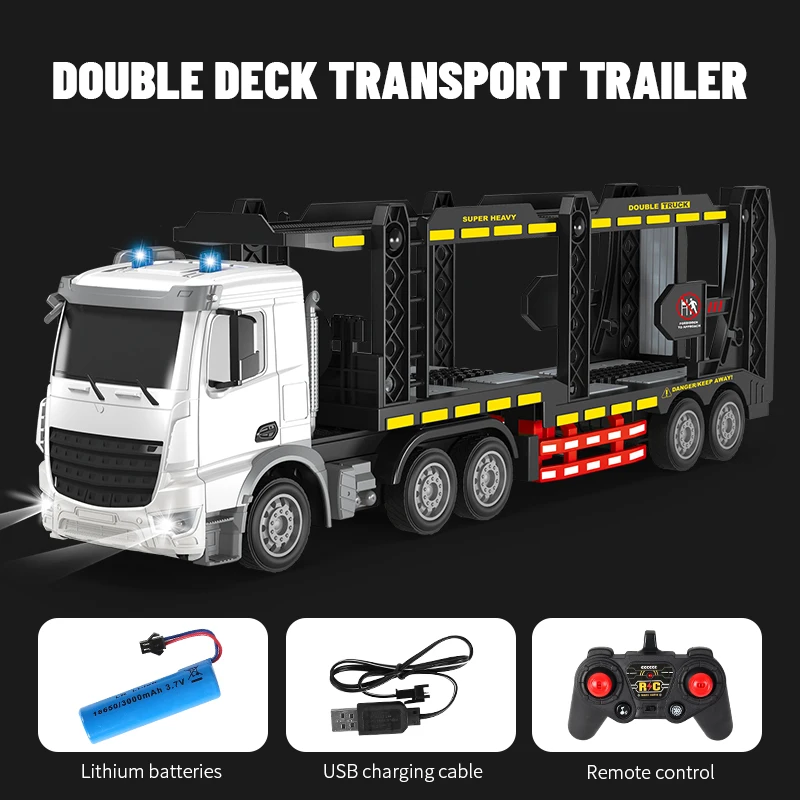 1:24 Hexaphone Lights & Music 2.4G RF Remote Control Double Decker Transportation Trailer