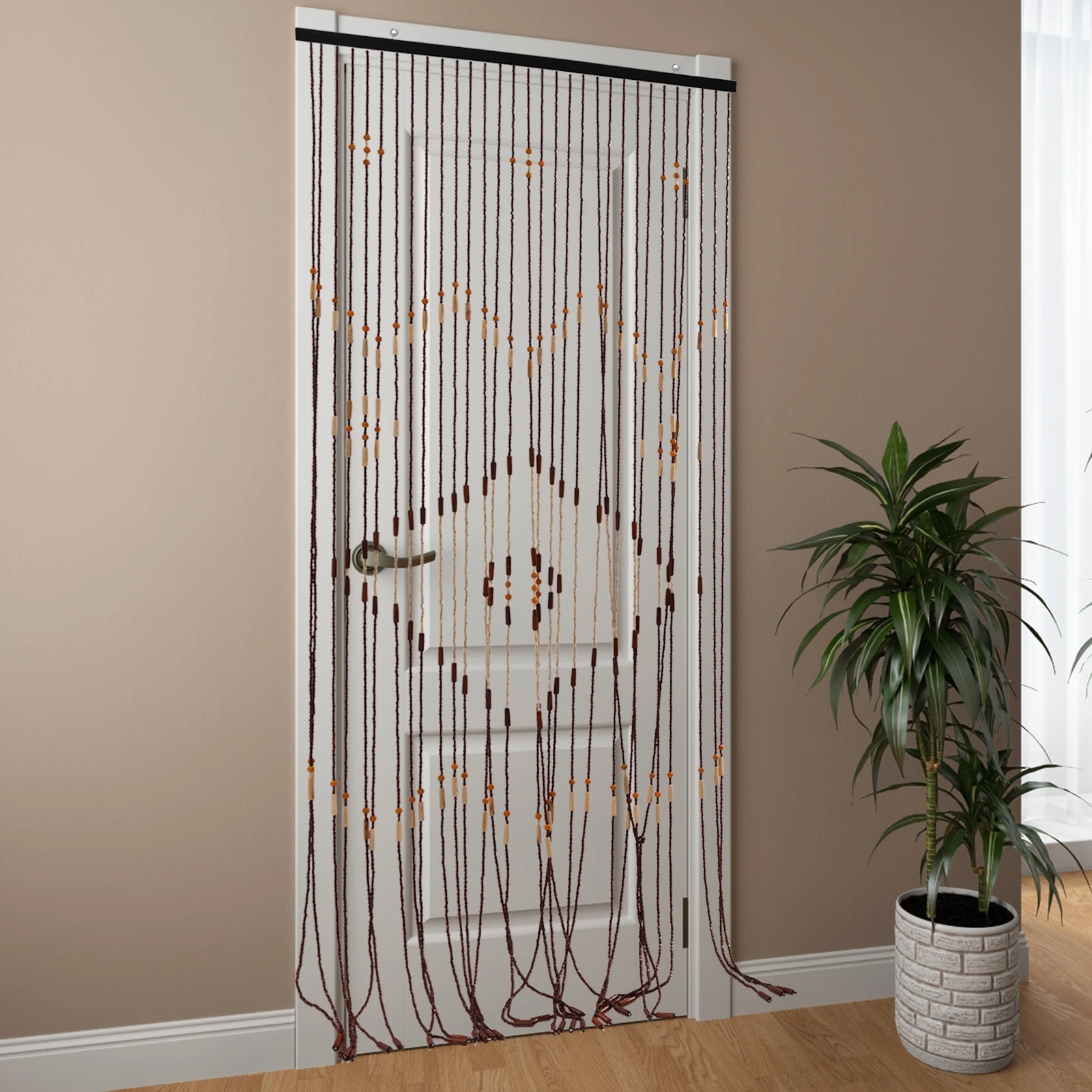 31-Line Wooden Bead String Door Curtain Blind Fly Screen Porch for Living Room