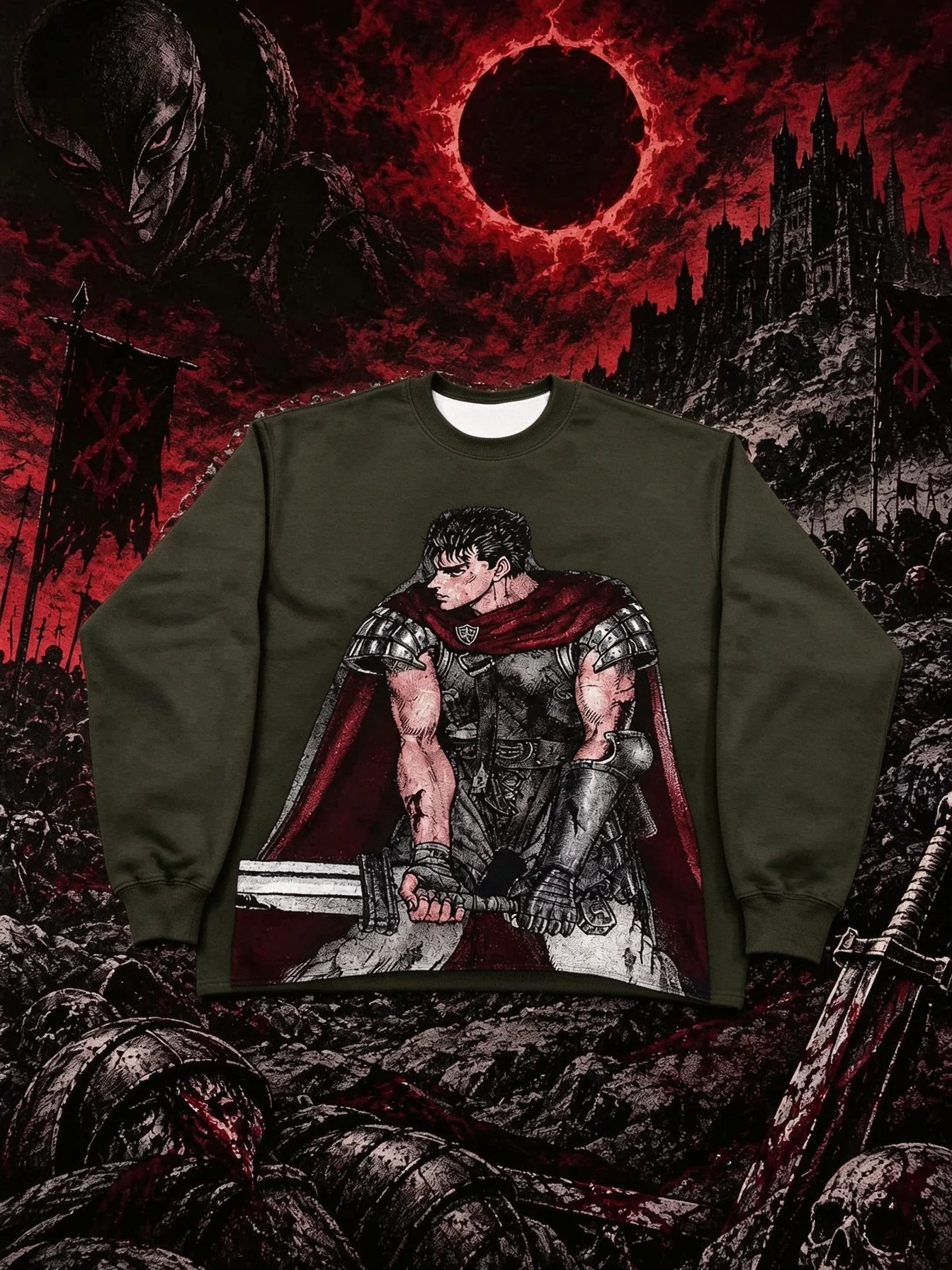 Sword Wind Legend Gus Printed Round Neck Hoodie Dark Comic Loose Men's and Women's Casual Thin Velvet Hoodie Top