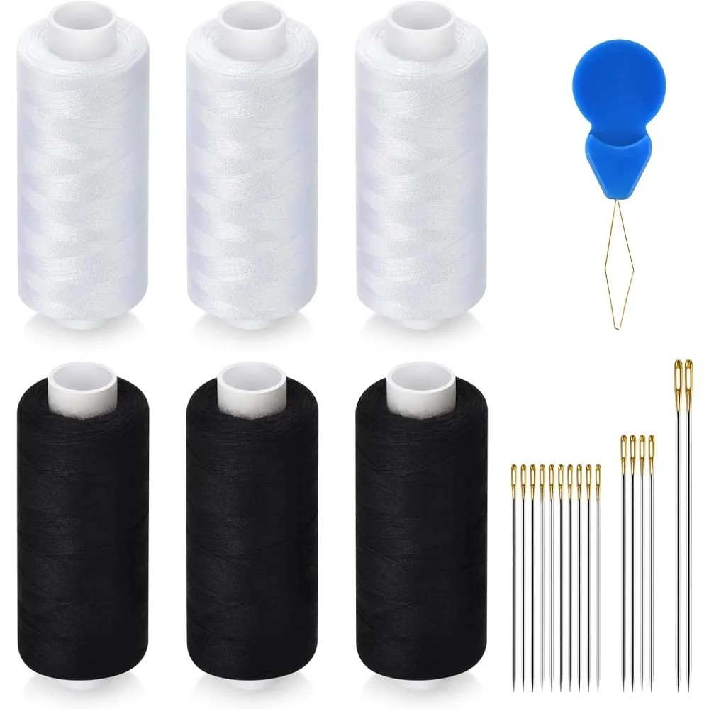 

Набор из 6 катушек швейных ниток – 400 ярдов, полиэстер, в комплекте иглы и нитевдеватель для машинного и ручного шитья