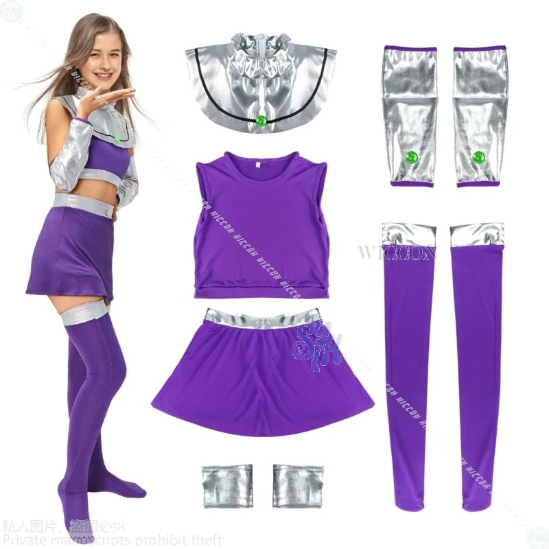 أنيمي Teenttan تأثيري ستار بنات النار زي الأرجواني البنطال القصير فستان قصير Y2K معركة موحدة جيراي كي الشرير هالوين الزي