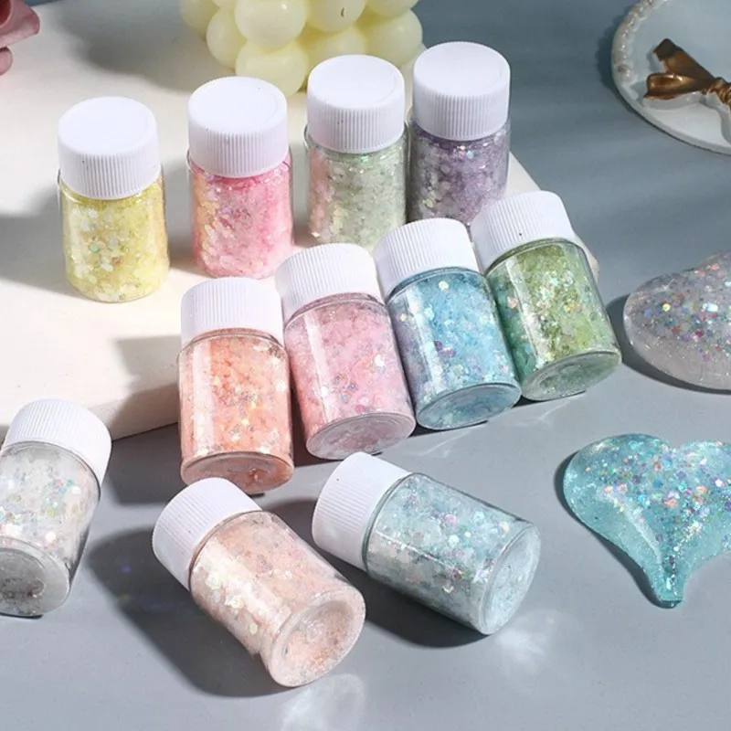 20g/bottle Mixed Mermaid Laser Nail Glitter Powder Hexagon Irregularity Illusory Color Nail Sequins For Lady Shiny Nail Manicure