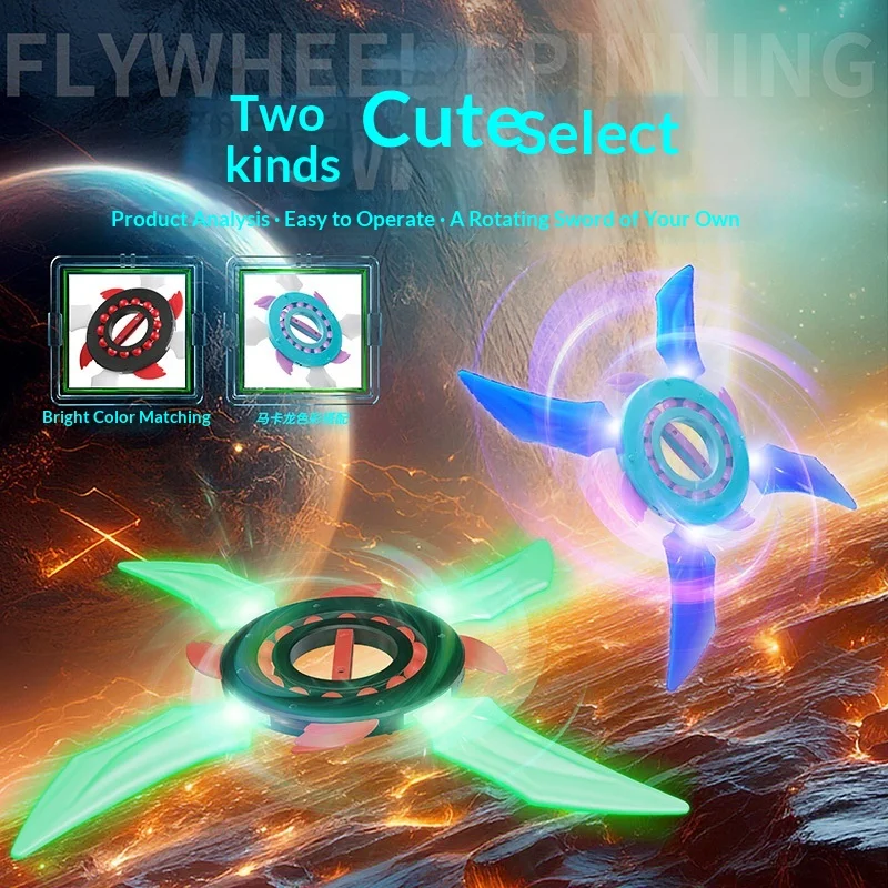 Lichtgevende Ninja Star Fidget Spinner Kleurrijke LED-verlichting Schakelbaar Langdurig Gemakkelijk te spelen Draaiend speelgoed Jongens Kinderen Verjaardagscadeau