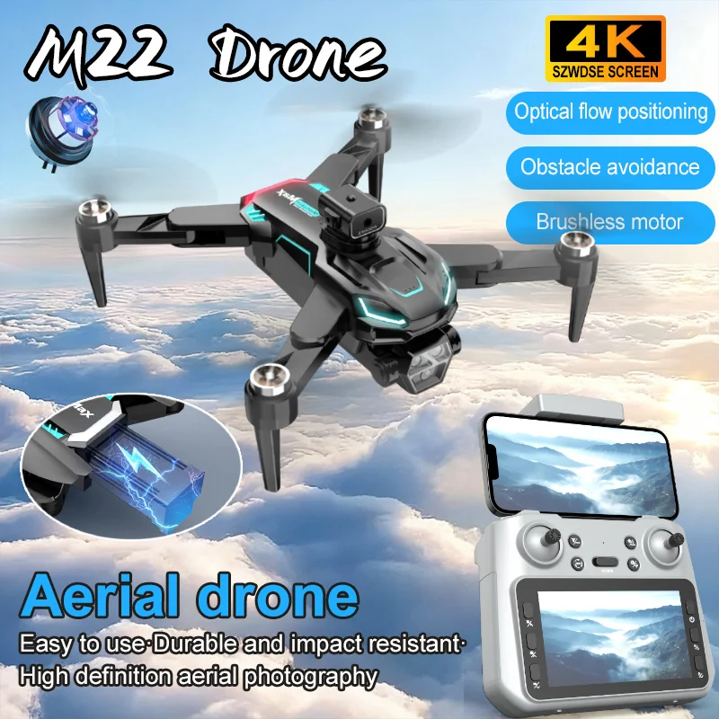 

New M22 MAX Drone Professional 4K Camera Aerial FPV Brush Avoiding Obstacle with Large Screen Remote Control Folding Drones Toys