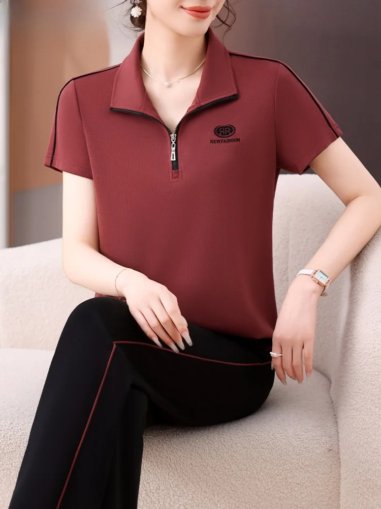 

Faionable Sportswear Set for Women over 50 ort Sve irt And T-irt Two-Piece Summer Outfit Loose Fit Comfortable