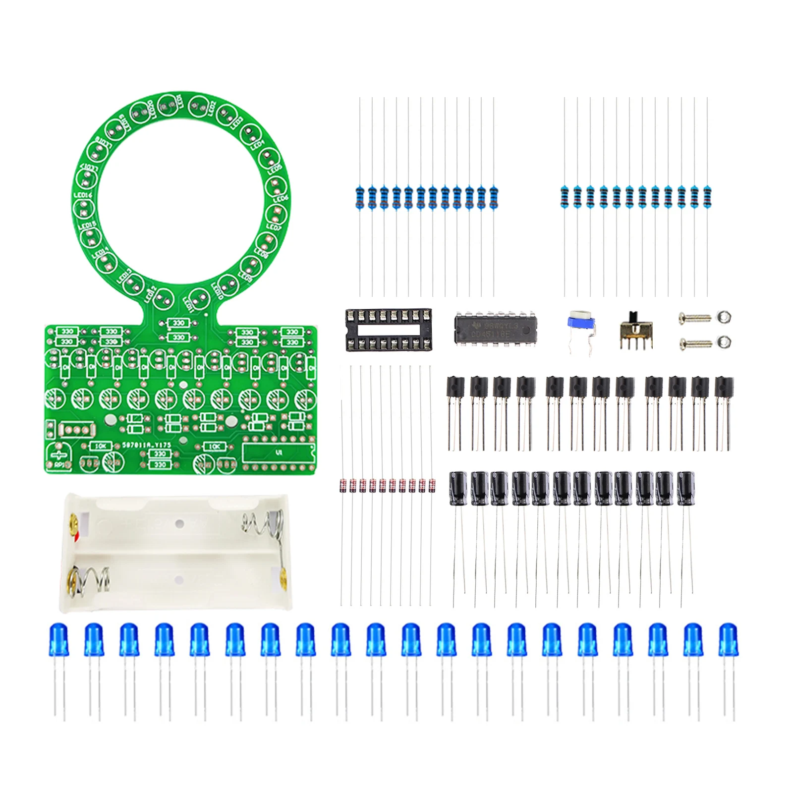 Lampe à eau LED dégradée en forme d\'anneau, kit électronique de bricolage, pièces de soudage et de fabrication pour l\'entraînement et le fuchsia,