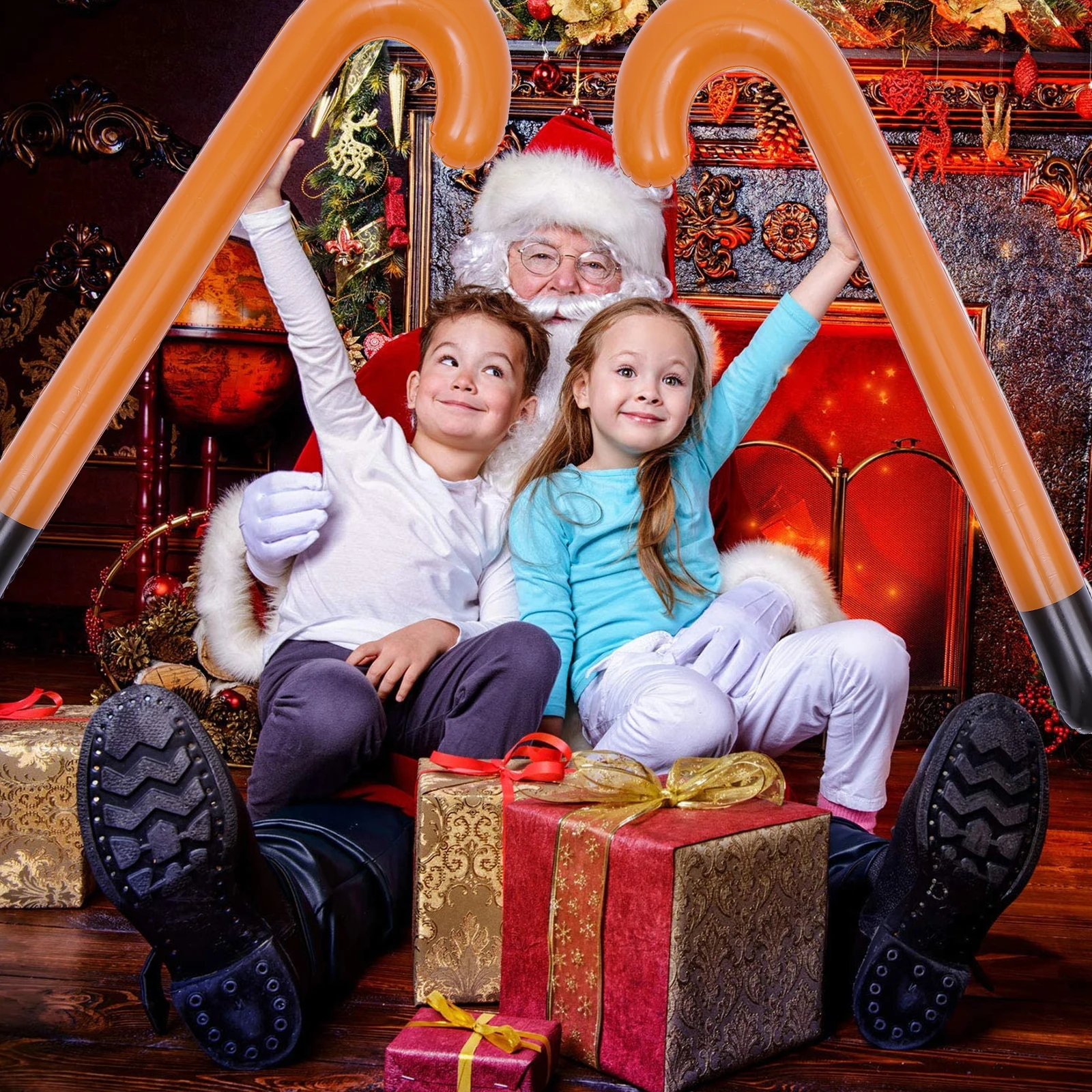 

12Pcs Inflatable PVC Christmas Canes Durable Crutch Shape Decorations for Party Tree Decor Indoor Outdoor Festival